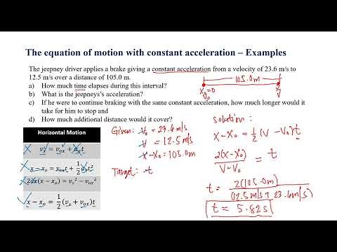 Lesson 2.3 Sample Problems on Motion with Constant Acceleration
