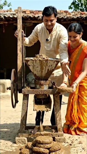 मशीन से उपले बनाने का देसी जुगाड