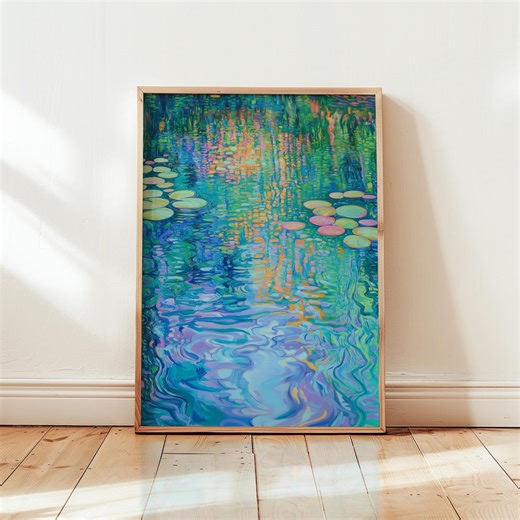 Claude Monet Water Reflection Poster: Colourful Wall Art, Abstract Nature Print - Etsy Australia