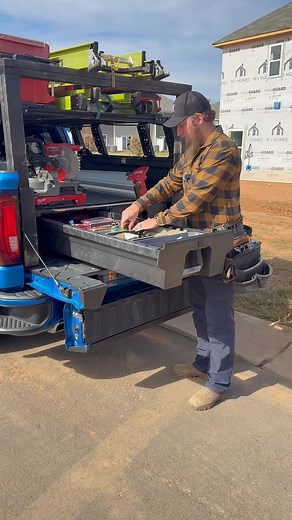 What's the one thing this guy can't live without on his work truck? The DECKED system! It makes accessing all of your tools fast and easy with the truck bed drawers. Keeping your truck bed organized, get DECKED. | DECKED