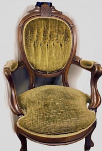 Vintage Wooden Armchair – Tufted Green Velvet Accent Chair | Ornate Decorative Seating - Etsy