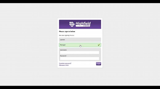 Highfield e-learning - Log in as an administrator