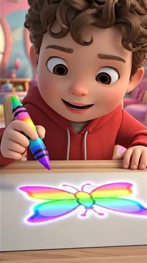 Welly Draws a Butterfly and It Comes Alive! 🦋✨ #Shorts, #kidsanimation #welly
