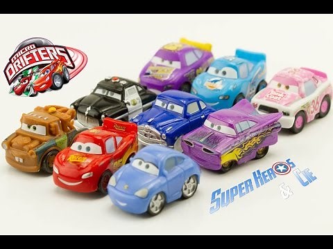 9 Cars Micro Drifters Mater Ramone Sheriff Sally Disney Pixar 4k Super Heros and Co