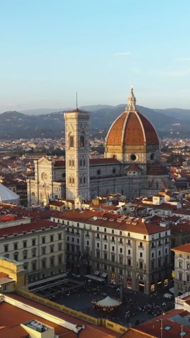 Drone Views of Florence's Duomo and Historic Skyline.