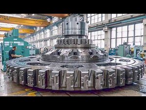 Super High-Speed CNC Milling Machine Working on Massive Bevel Gear - Extreme Heavy Duty Metalworking