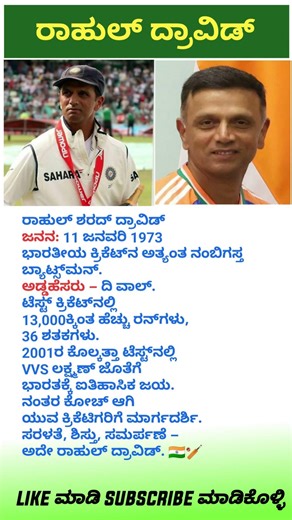 ರಾಹುಲ್ ದ್ರಾವಿಡ್ ಅವರ ಪರಿಚಯ/Rahul Dravid
