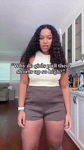 People are like why do you wear your shorts to your belly button LIKE uhmmmm the style of these looks pretty weird when pulled down lol😂😂😂 #girlproblems#highwaistedsshorts#midsizefashion#fallfashion#midsizefallfashion Funny content for women, relatable content for girls, girl problems , how it feels being a girl | Madeline May