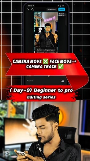 Tech Pro Max | All in 1 on Instagram: "Bina camera move kiye face hilega Capcut camera Tracking 🔥📈 Is Reel me seekho CapCut Face Tracking use karna. Ab bina camera hilaye, video automatically aapke face ko follow karega (Auto-Follow Effect). ✅ Save this Reel taaki baad me practice kar sako! 👇 Comment karo “ day-10” agar day-10 chahiye. . . . . . . . . . . . . (Ignore tags below): CapCut face tracking tutorial how to lock camera on face in CapCut auto camera follow effect mobile video editing 