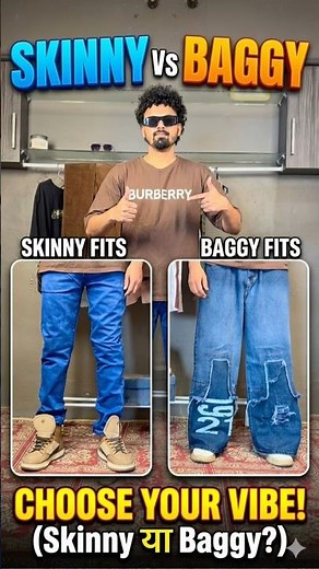 Skinny vs baggy jeans 👖 outfits fashion #baggyjeans #mensfashion #fashionreels