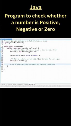 Java Program to check whether a number is Positive, Negative or Zero #shorts