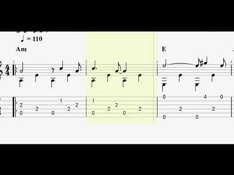 Wade in the Water with full tablature/sheet music for solo fingerstyle guitar