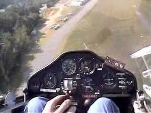 cockpit shot of glider landing