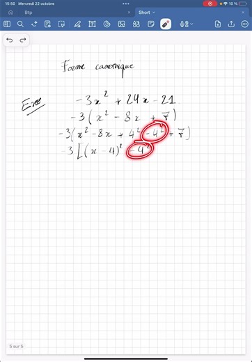Forme canonique (Exercice) Part. 2! #maths #science #lycée #spémaths #highschool