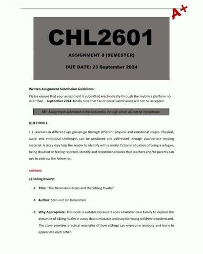 CHL2601 Assignment 8 Semester 2024 Due 23 September 2024