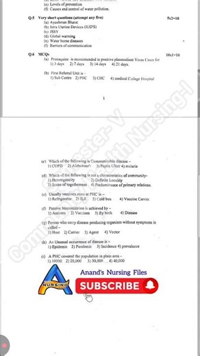 Community Health Nursing-I Question paper November 2025 exam|B.Sc.nursing V Semester