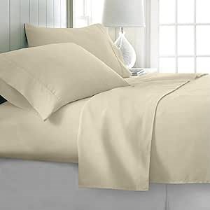 Gloria Bed Sheets | Microfiber Bed Sheet Set | Wrinkle Resistant & Fade Stain Resistant | Set of 4 Pieces – 1 Flat Sheet, 1 Deep Pocket Fitted Sheet, 2 Pillowcases (Pearled Ivory, Full)