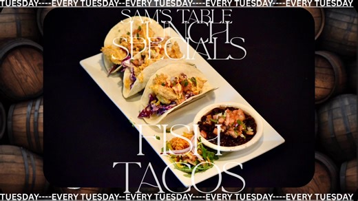  Taco Tuesday just got better at Sam’s Table!  Today’s lunch special: Fresh, flavorful Fish Tacos perfectly seasoned & crispy! Come treat yourself today here at Sam's Table.  | Sam's Table Restaurant | Facebook
