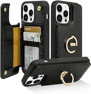 CUSTYPE for iPhone 12 Pro Max Case Wallet with Card Holder, Ring Holder Stand Card Slots Case,Flip Leather Wallet Case with Wallet Protective for iPhone 12Pro max 6.7 "-Black