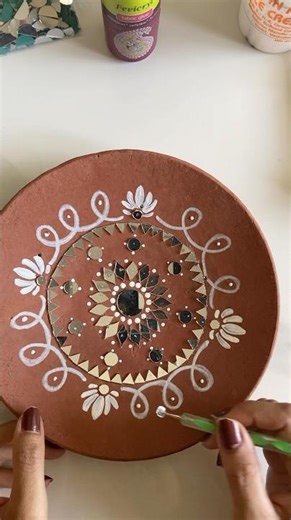 Hand-Painted Mandala Mirror Plat art