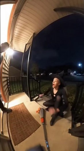 Witch Crashes on Porch! 🧙‍♀️💨 | Real Doorbell Camera Footage #shorts #cctv