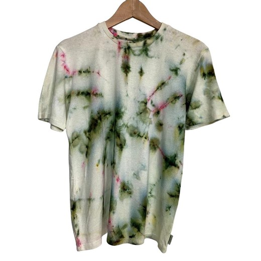 Tee Shirt | Hemp Organic Cotton | Ice Dye Tee | Green and Pink Ammonite Tee | Size - Etsy