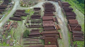 The aerial view of timber yard in Guatemala City, the capital of Guatemala, in Central America. USA