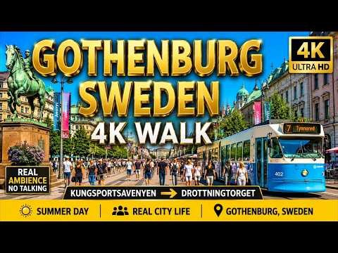 The Heart of the City Gothenburg Sweden 4K Summer Afternoon Walk