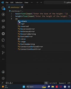 03 Python Program to find the area of a triangle #coding #areaoftriangle #pythonprogramming