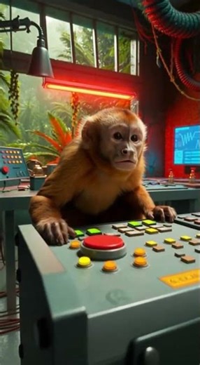 A monkey presses a random button in a jungle research lab 😱😱