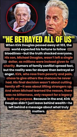 Kirk Douglas Left His Son Michael $0, You Won’t Believe Who Got The Millions #shorts