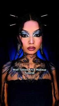 Wolf Tattoo Art & Makeup Tutorial 💙 #makeup #makeuptutorial #tattooart #creativemakeup #wolf