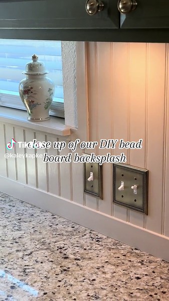 We are so in love with our diy bead board backsplash!!! Easy to clean, inexpensive, and gives our kitchen the farmhouse cottage aesthetic I was going for! Not to mention it's forever timeless. #diybacksplash #diykitchenmakeover #beadboardbacksplash #cottagekitchen #farmhousekitchen #greenkitchencabinets