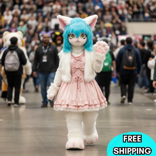 Blue Hair Fursuit Head Kigurumi Mask for Furry Costumes & Accessories - Etsy