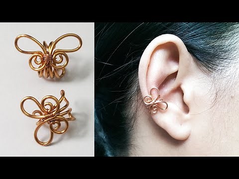 Simple butterfly ear cuff - handcrafted copper jewelry 348