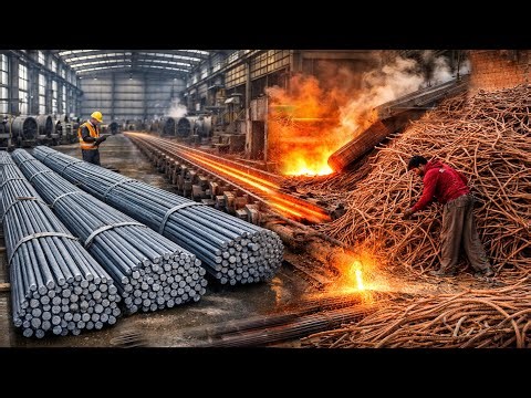 amazing Top process of recycling scrap iron in a factory | Production of iron bars #Recycling #iron