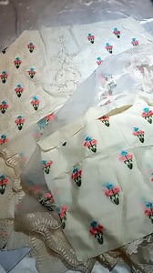 LAWN COLLECTION *plain lawn fully heavy embroidered scifflie and multi thread & spengle work front with fully heavy embroidered spengle work daman boarder with heavy embroidered neck with fully hand work attach with 2 left & right embroidered bunches with embroidered chak patti* *plain lawn back with fully heavy embroidered back bunch with heavy embroidered spengle work back daman boarder* *lawn fully embroidered sleeves with heavy embroidered sleeves boarder* *organze fully heavy embroidered du