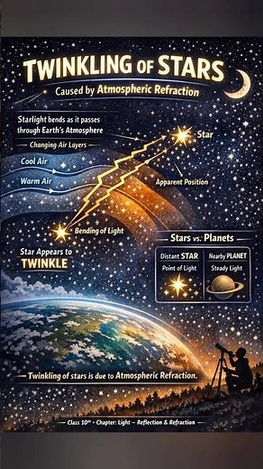 Twinkling of stars is due to atmospheric refraction.