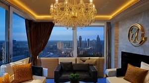 Luxury apartment tour with city views in a modern high-rise building