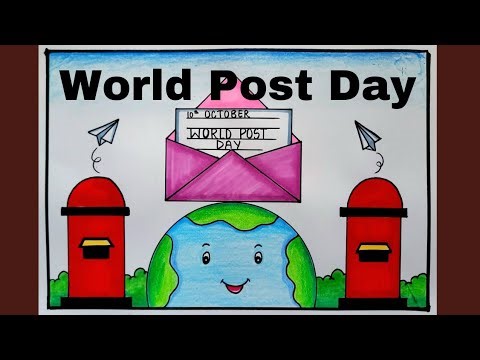 Poster on World Post Day | National Post Day Drawing easy | Post Box Drawing |World Post Day Drawing
