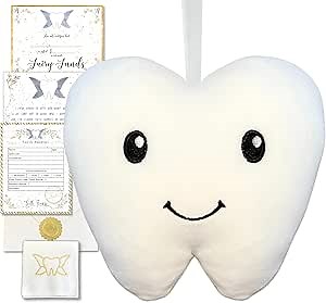 Squishie Tooth Fairy Pillow with Pocket and Poem to Invite Tooth Fairy - Tooth Fairy Tooth Holder Plushie, Cool