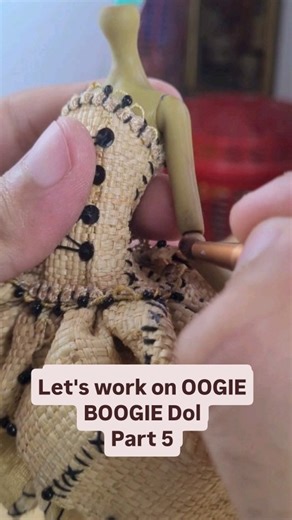 Halicrafts on Instagram: "“✨ Part 5 of my Lady Oogie Boogie series 👑💀 With her Rococo gown complete and her face brought to life, it’s time for the finishing touches. I blushed her hands, added stitched details, painted her nails, and aged her outfit and shoes with brown + green dry brushing 🕸️✨ These little details give her that eerie, dimensional charm—because even haunted fashion deserves depth 🎀👻 Stay tuned for Part 6!” #dollrepaint #customdolls #artdolls #ooakdoll #monsterhighrepaint #