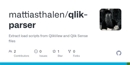 GitHub - mattiasthalen/qlik-parser: Extract load scripts from QlikView and Qlik Sense files | Mattias Thalén