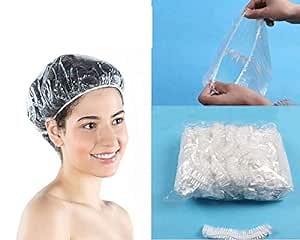100 PCS Clear Disposable Plastic Shower Caps Large Elastic Thick Bath Cap For Women Spa,Home Use,Hotel and Hair Salon,Pack of 100 Individually Wrapped…