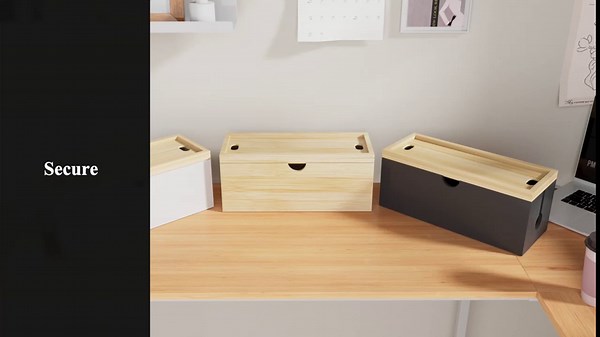 Bamboo Cable Management Box, Cord Organizer Box Cable Box to Hide Wires & Power Strips for Desktop Storage Cord Holder for Office Home,Assembley Required