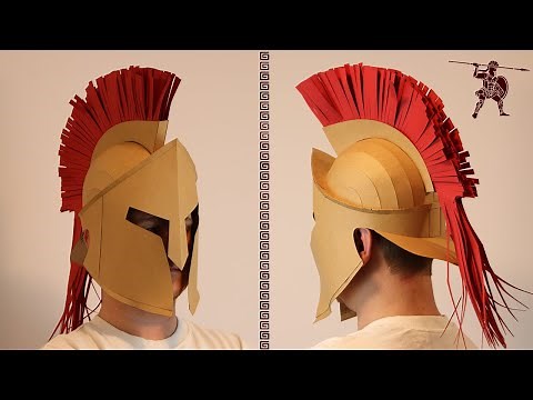 How to Make an Ancient Greek Spartan Helmet with Red Crest | Papercraft & EVA Foam Template Tutorial