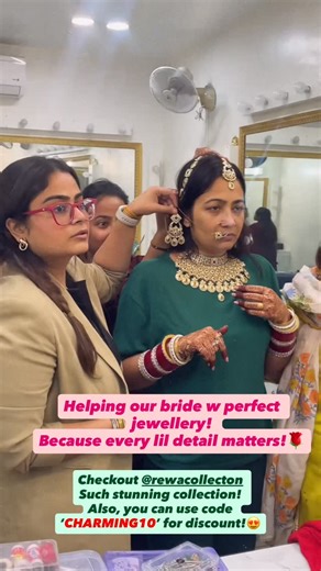 THE CHARMING SALON ™ on Instagram: "Perfect makeup enhances the face , but the right jewellery completes the bridal look!💫 Checkout @rewacollecton for occasion perfect jewellery!😍 Don’t forget to use code ‘CHARMING10’ for discount!🌹 #charmingsalon #makeupartist #bridaljewelry #indianbridaljewellery #delhimakeupartist { Charming Salon , Neelam Verma , Vidushi Verma , Makeup Artist , Delhi Makeup Artist , Bridal Jewellery , Indian Bride }"