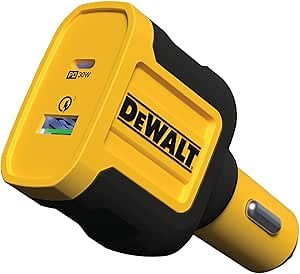 DEWALT Heavy Duty USB + USB C Car Charger Adapter, 49.5W Cigarette Lighter | USBA Charger, PD Car Charging Adapter PPS 30W Quick Charge 3.0 Fast Charging for iPhone 17/16/15 Pro Max Samsung Galaxy Pixel