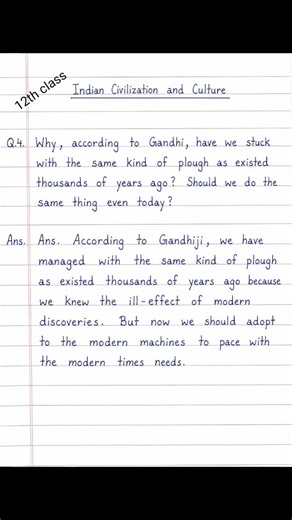 Indian Civilization and Culture Class 12 | Q.4 Important Question Answer | Handwritten Notes ✍️📚