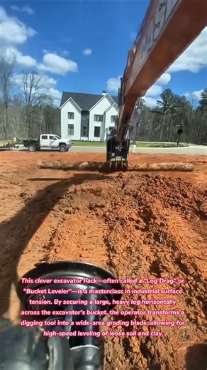 High-Speed Grading! 🏗️ How a Simple Log Hack Levels Fields in Half the Time #how #tips #tricks #diy